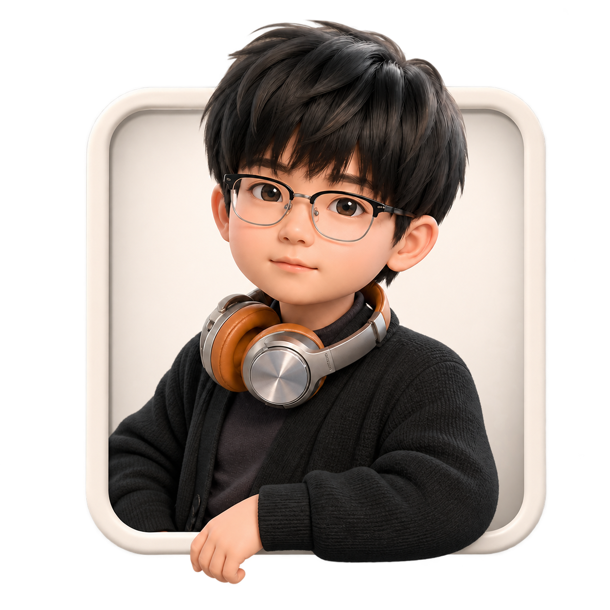 张丙南的 3D 人物形象从相框中探出